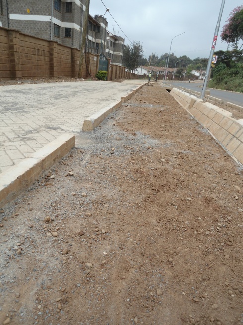 Step one in the making of a Nairobi cycle path along Kileleshwa Ring Road
